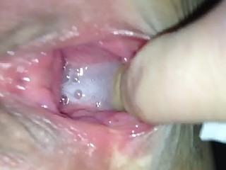 Detailed pulsating cum in mouth - throbbing oral creampie (close up).