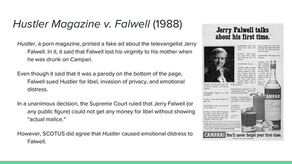 Falwell lawsuit vs hustler Hustler Magazine, Inc v Falwell